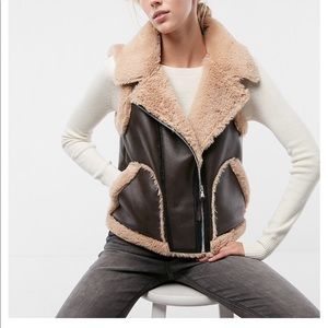 Faux fur leather vest